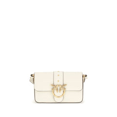 PINKO White Calf Leather Bos Taurus Shoulder Bag
