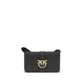 PINKO Black Calf Leather Bos Taurus Shoulder Bag