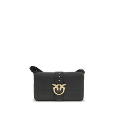 PINKO Black Calf Leather Bos Taurus Shoulder Bag