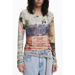 Desigual Beiges Viskose Damen-T-Shirt