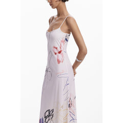 Desigual Damen Maxikleid aus weißem Polyester
