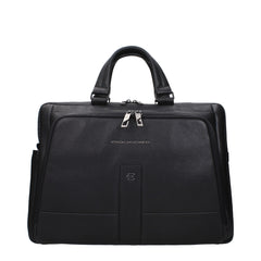 Piquadro Black Leather Business And Laptop Bag