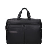Piquadro Black Leather Business And Laptop Bag