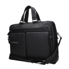 Piquadro Black Leather Business And Laptop Bag