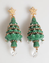 Dolce & Gabbana Ohrringe aus Goldmessing mit mehrfarbigem Weihnachtsbaum