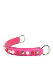 Dolce & Gabbana Rosa Bestickter Leder-Taschenhenkel Damen Schultergurt