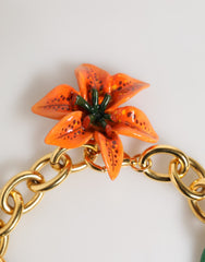 Dolce & Gabbana Mehrfarbige Tigerlilien-Halskette aus Goldmessing