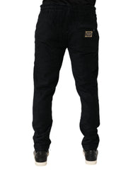 Dolce & Gabbana Schwarze Baumwolle Logo Herren Jogger Sweatpants Hose