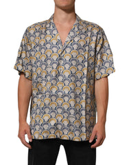 Dolce & Gabbana Hawaii Hemd aus cremefarbener Baumwolle und Seide mit Muscheldruck
