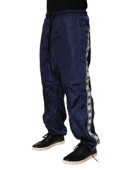 Dolce & Gabbana Blaue Nylon Straight Jogger Sweatpants Hose