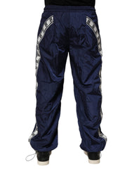 Dolce & Gabbana Blaue Nylon Straight Jogger Sweatpants Hose