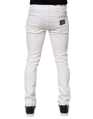 Dolce & Gabbana Weiße Distressed Ripped Denim Jeans