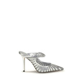 Jimmy Choo zilverkleurige leren pumps met hoge hak
