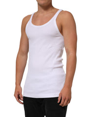 Dolce & Gabbana Weißes ärmelloses Rundhals-Tanktop T-Shirt