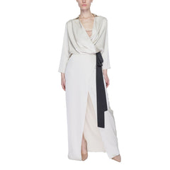 Sandro Ferrone Beiges langes Polyesterkleid