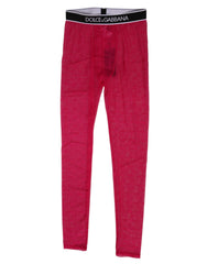 Dolce & Gabbana Fuchsia Nylon-Logo-Spitzen-Leggings Hose Unterwäsche