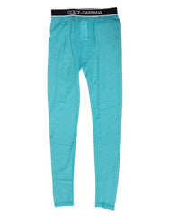 Dolce & Gabbana Light Blue Leggings aus Nylonspitze mit Logo-Bund