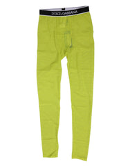 Dolce & Gabbana Neon Grüne Nylon Logo Spitzen Leggings Hosen Unterwäsche
