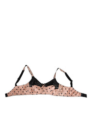 Dolce & Gabbana Beiger Seiden-BH mit Herzprint, ohne Bügel
