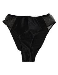Dolce & Gabbana Schwarze Seiden-Stretch High-Waist Panty Unterwäsche