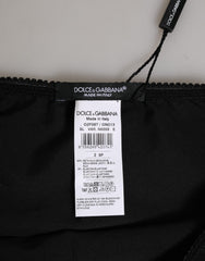 Dolce & Gabbana Schwarze Seiden-Stretch High-Waist Panty Unterwäsche