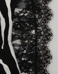 Dolce & Gabbana Schwarze Seidenunterwäsche mit Zebraprint und hoher Taille mit Spitze
