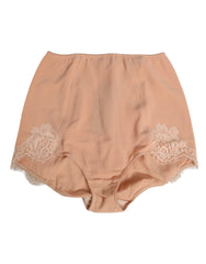 Dolce & Gabbana Beige Seide Stretch High Waist Mieder Unterwäsche