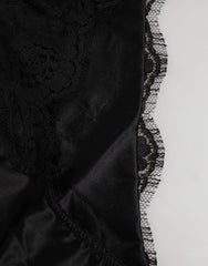 Dolce & Gabbana Black Silk Satin Floral Lace Panty Brief Underwear