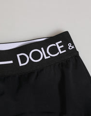 Dolce & Gabbana Schwarze Nylon Shorts Unterwäsche mit Logo-Bund