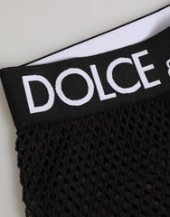 Dolce & Gabbana Schwarze Baumwoll-Logo-Shorts Midi-Unterhose