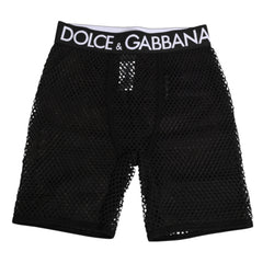 Dolce & Gabbana Schwarze Baumwoll-Logo-Shorts Midi-Unterhose