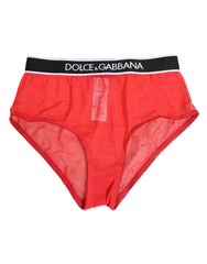 Dolce & Gabbana Roter Nylon Logobund Slip Unterwäsche
