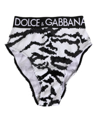 Dolce & Gabbana Schwarze weiße Pailletten High Waist Höschen Unterwäsche