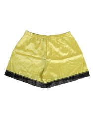 Dolce & Gabbana Gelbe Satinseide Mid Waist Unterwäsche-Shorts