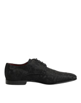 Dolce & Gabbana Schwarze Brokat Schnürschuhe Derby Herren-Abendschuhe
