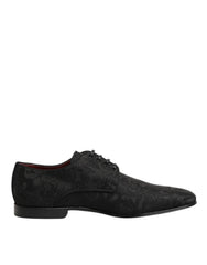 Dolce & Gabbana Schwarze Brokat Schnürschuhe Derby Herren-Abendschuhe