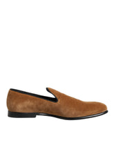 Dolce & Gabbana Braune Wildleder Slipper Herren Mokassins Formelle Schuhe