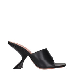 Amina Muaddi Schwarze Stiletto-Sandalen aus Leder