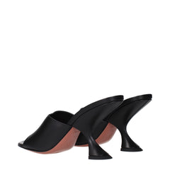 Amina Muaddi Schwarze Stiletto-Sandalen aus Leder