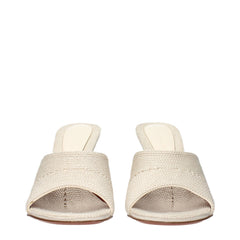 Amina Muaddi Beige Stoff-Slipper