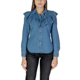 Alleen blauwe katoenen blouse