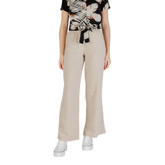 Only Beige Linen Casual Pants