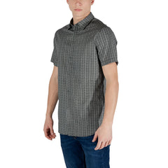 Armani Exchange Schwarzes kurzärmeliges Baumwollhemd