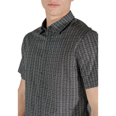 Armani Exchange Schwarzes kurzärmeliges Baumwollhemd