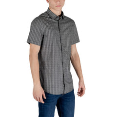 Armani Exchange Schwarzes kurzärmeliges Baumwollhemd