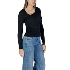 Vila Clothes Black Viscose Sweatshirt