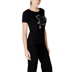 EA7 Emporio Armani Schwarzes Baumwoll-T-Shirt