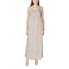 Only Beige recyceltes Polyester-Maxikleid