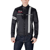 Blaue Black Polyamide Bikerjacke