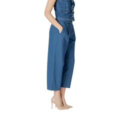 ICHI Blue Cropped Jeans aus Baumwolle